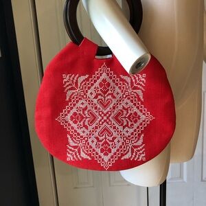 Vintage Red Embroidered Purse